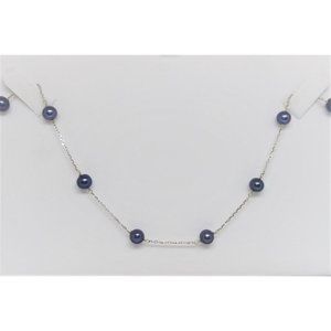 14k White Gold Dark Purple Pearl Necklace